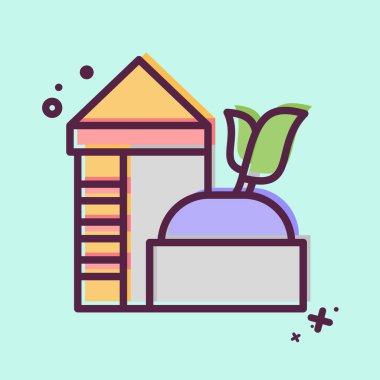 Icon Biogas Fırınları. Dünya 'yı Kurtarma sembolüyle ilgili. MBE tarzı. düzenlenebilir