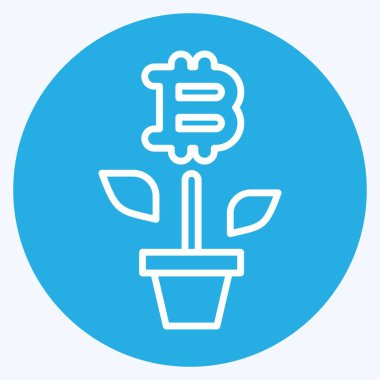 Simge Bitcoin Çiftliği. Kripto para birimi sembolüyle ilgili. mavi gözler tarzı