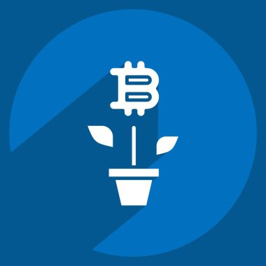 Simge Bitcoin Çiftliği. Kripto para birimi sembolüyle ilgili. uzun gölge biçimi