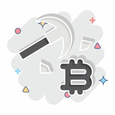 Simge Bitcoin Madencilik. Kripto para birimi sembolüyle ilgili. çizgi roman biçimi