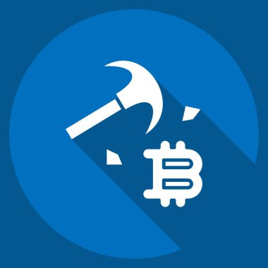 Simge Bitcoin Madencilik. Kripto para birimi sembolüyle ilgili. uzun gölge biçimi
