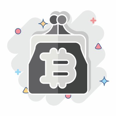 Simge Bitcoin Cüzdanı. Kripto para birimi sembolüyle ilgili. çizgi roman biçimi