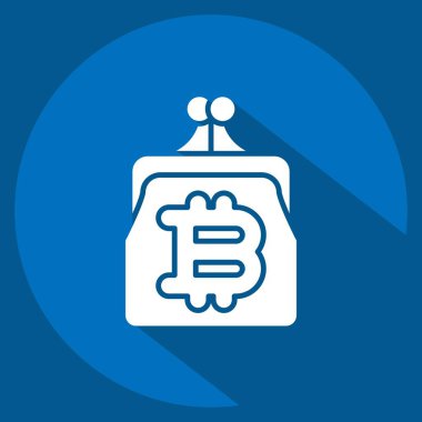 Simge Bitcoin Cüzdanı. Kripto para birimi sembolüyle ilgili. uzun gölge biçimi