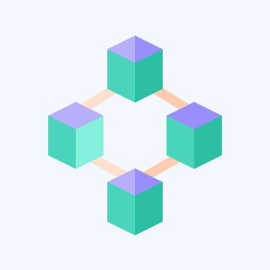 Simge Blockchain. Kripto para birimi sembolüyle ilgili. düz biçim