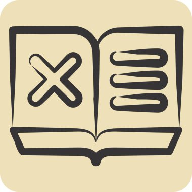 Simge Kitabı. Ünlem sembolüyle ilgili. El çizimi tarzı. dizayn edilebilir