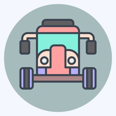 Simge Arabası. Araç sembolüyle ilgili. renk arkadaşı stili. düzenlenebilir