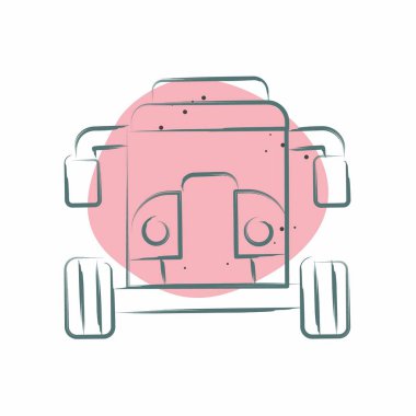 Simge Arabası. Araç sembolüyle ilgili. Renkli Leke Biçimi. düzenlenebilir