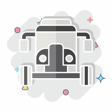 Simge Arabası. Araç sembolüyle ilgili. Çizgi roman. düzenlenebilir