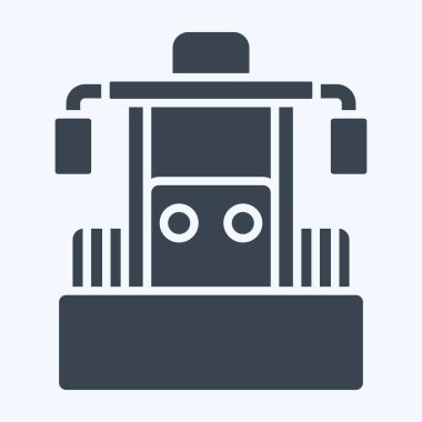 İkon Buldozer. Araç sembolüyle ilgili. Kabartma tarzı. düzenlenebilir