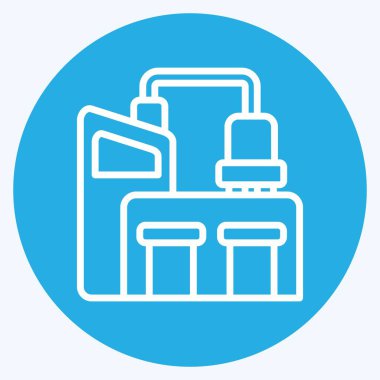 Simge İşletmesi. Endüstri sembolüyle ilgili. Mavi gözlü. dizayn edilebilir