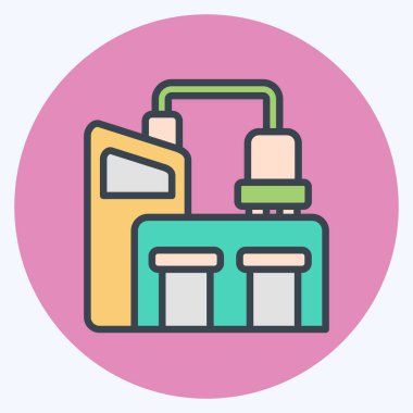 Simge İşletmesi. Endüstri sembolüyle ilgili. renk arkadaşı stili. dizayn edilebilir