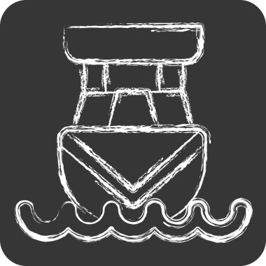 Simge Kabin Kruvazörü. Araç sembolüyle ilgili. Tebeşir stili. düzenlenebilir