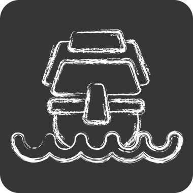 İkon Caravel. Araç sembolüyle ilgili. Tebeşir stili. düzenlenebilir