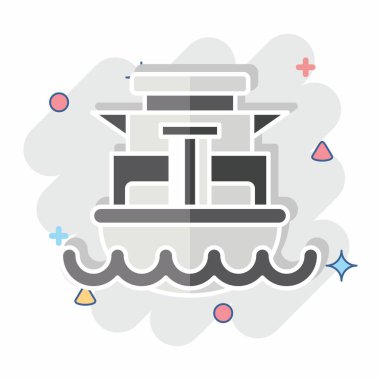 Simge Kargo Gemisi. Araç sembolüyle ilgili. Çizgi roman. düzenlenebilir