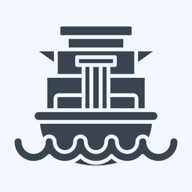 Simge Kargo Gemisi. Araç sembolüyle ilgili. Kabartma tarzı. düzenlenebilir