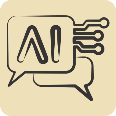 Yapay Zeka sembolüyle ilgili Simge Sohbet Robotu 2. el çizimi biçim