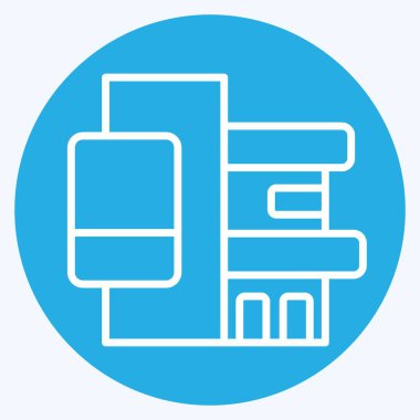 Simge Şirketi Ofisi. Endüstri sembolüyle ilgili. Mavi gözlü. dizayn edilebilir