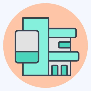 Simge Şirketi Ofisi. Endüstri sembolüyle ilgili. renk arkadaşı stili. dizayn edilebilir