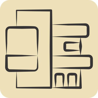 Simge Şirketi Ofisi. Endüstri sembolüyle ilgili. El çizimi tarzı. dizayn edilebilir