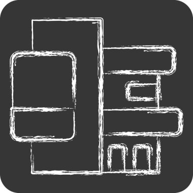 Simge Şirketi Ofisi. Endüstri sembolüyle ilgili. Tebeşir stili. dizayn edilebilir