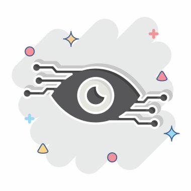 Simge Bilgisayar Görüşü. Yapay Zeka sembolüyle ilgili. çizgi roman biçimi