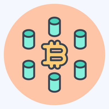 Simge Hesaplama Kümesi. Kripto para birimi sembolüyle ilgili. renk eşi biçimi