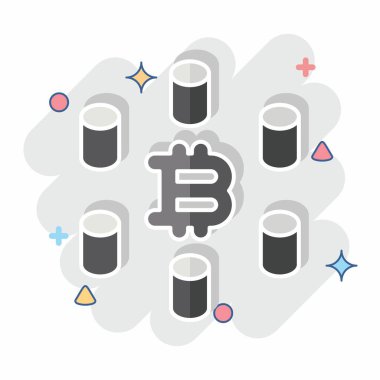 Simge Hesaplama Kümesi. Kripto para birimi sembolüyle ilgili. çizgi roman biçimi