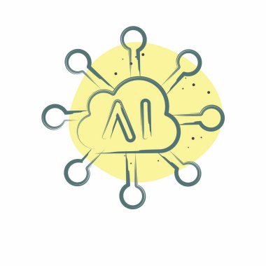 Simge Bağlantısı. Yapay Zeka sembolüyle ilgili. Renkli Leke Biçimi