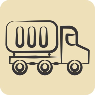 Simge konteynır kamyonu. Endüstri sembolüyle ilgili. El çizimi tarzı. dizayn edilebilir