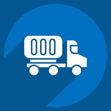 Simge konteynır kamyonu. Endüstri sembolüyle ilgili. Uzun gölge tarzı. dizayn edilebilir