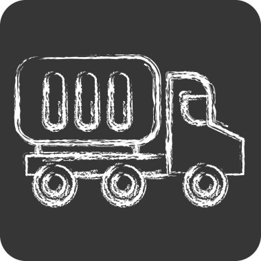 Simge konteynır kamyonu. Endüstri sembolüyle ilgili. Tebeşir stili. dizayn edilebilir