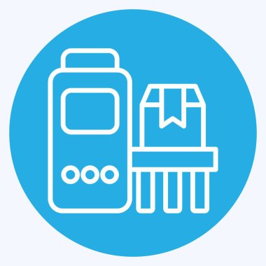 Simge taşıyıcı. Endüstri sembolüyle ilgili. Mavi gözlü. dizayn edilebilir