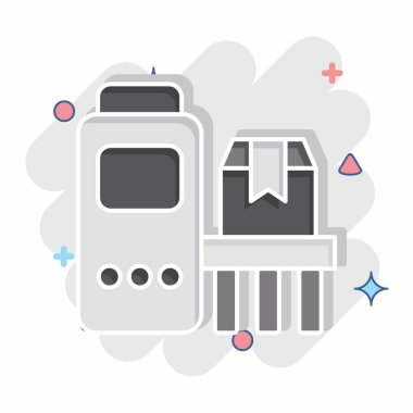 Simge taşıyıcı. Endüstri sembolüyle ilgili. Çizgi roman. dizayn edilebilir