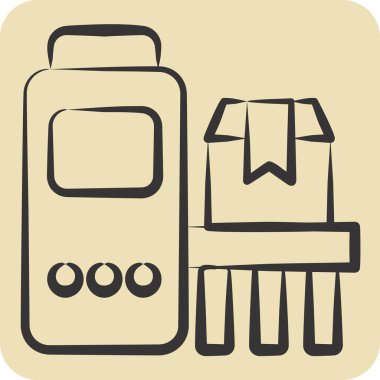 Simge taşıyıcı. Endüstri sembolüyle ilgili. El çizimi tarzı. dizayn edilebilir