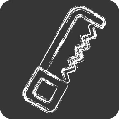 Simge Testeresi. Tamir Aletleri sembolüyle ilgili. Tebeşir stili. dizayn edilebilir