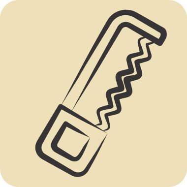 Simge Testeresi. Tamir Aletleri sembolüyle ilgili. El çizimi tarzı. dizayn edilebilir