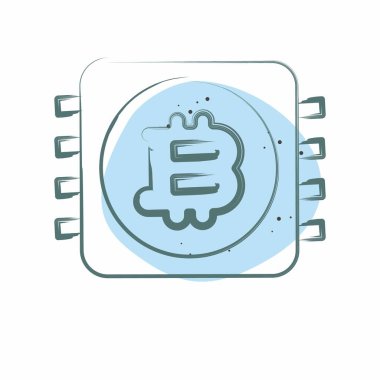 Simge İşlemcisi Madencilik. Kripto para birimi sembolüyle ilgili. Renkli Leke Biçimi