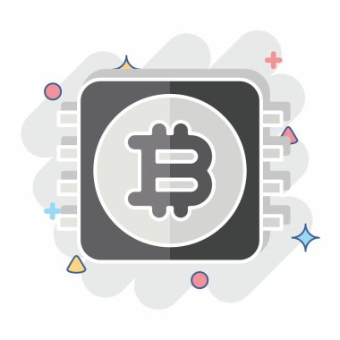 Simge İşlemcisi Madencilik. Kripto para birimi sembolüyle ilgili. çizgi roman biçimi