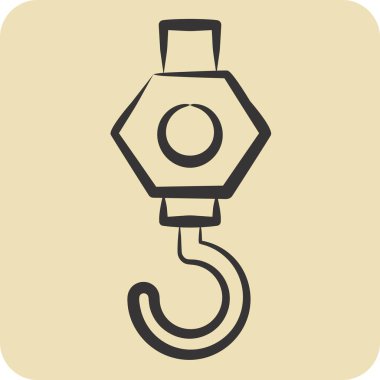 İkon Turna. İnşaat Mühendisliği sembolüyle ilgili. El çizimi tarzı. dizayn edilebilir