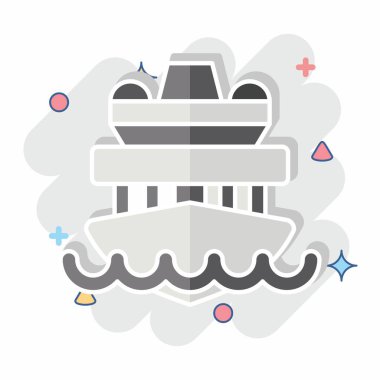 Simge Gezisi Gemisi. Araç sembolüyle ilgili. Çizgi roman. düzenlenebilir