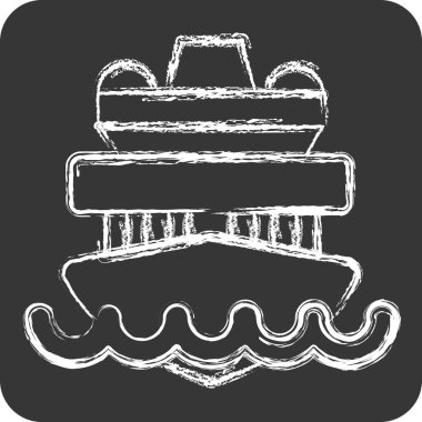 Simge Gezisi Gemisi. Araç sembolüyle ilgili. Tebeşir stili. düzenlenebilir