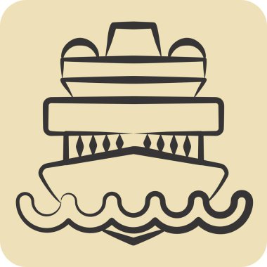 Simge Gezisi Gemisi. Araç sembolüyle ilgili. El çizimi tarzı. düzenlenebilir