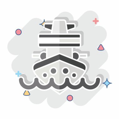 Simge Kruvazörü. Araç sembolüyle ilgili. Çizgi roman. düzenlenebilir