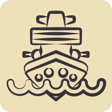 Simge Kruvazörü. Araç sembolüyle ilgili. El çizimi tarzı. düzenlenebilir