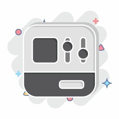 Simge Kontrol Paneli. Endüstri sembolüyle ilgili. Çizgi roman. dizayn edilebilir