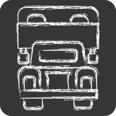 Simge Teslimat Kamyonu. Araç sembolüyle ilgili. Tebeşir stili. düzenlenebilir