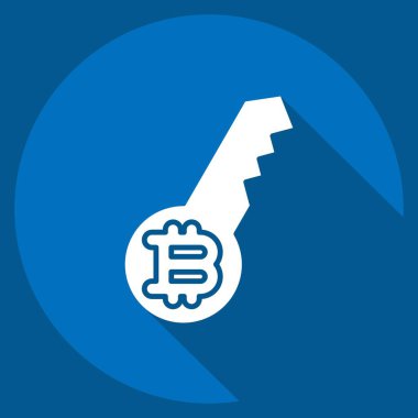 Simge Dijital Anahtarı. Kripto para birimi sembolüyle ilgili. uzun gölge biçimi