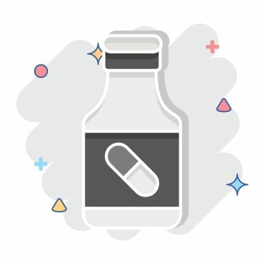 İkon Uyuşturucular. Biyomühendislik sembolüyle ilgili. çizgi roman biçimi