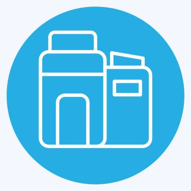 İkon Eko Fabrikası. Endüstri sembolüyle ilgili. Mavi gözlü. dizayn edilebilir