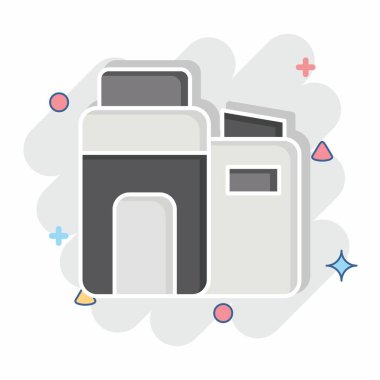 İkon Eko Fabrikası. Endüstri sembolüyle ilgili. Çizgi roman. dizayn edilebilir